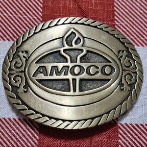 1981 Vintage Solid Brass Amoco Belt Buckle